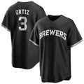 Ndoa M.Brewers #3 Joey Ortiz Player Black Game Home Stitched Jerseys