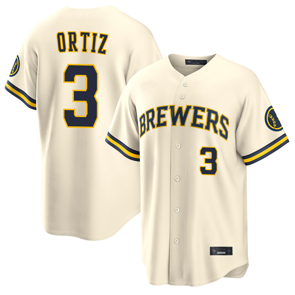 Ndoa M.Brewers #3 Joey Ortiz Player Cream Home Limited Stitched Jerseys