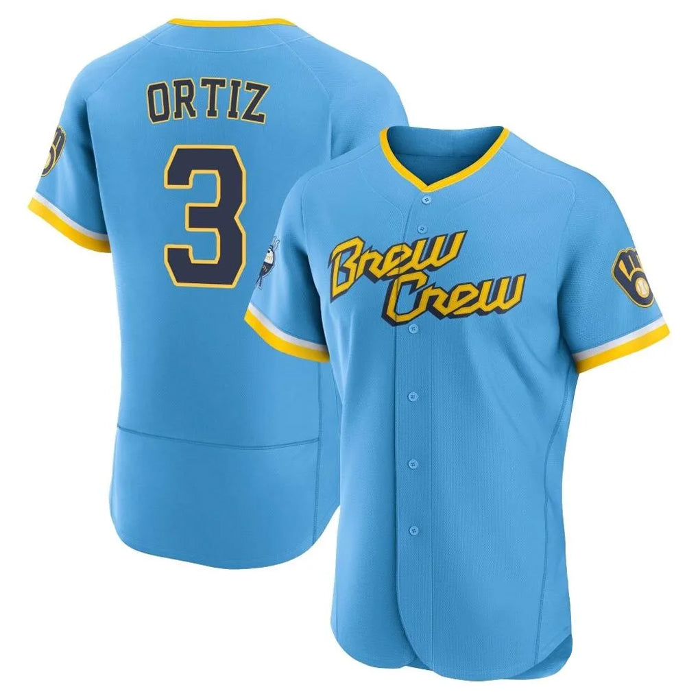 Ndoa M.Brewers #3 Joey Ortiz Player Light Blue City Connect Home Limited Elite Stitched Jerseys