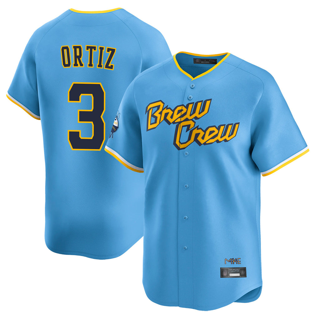 Ndoa M.Brewers #3 Joey Ortiz Player Light Blue City Connect Home Limited Stitched Jerseys