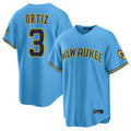 Ndoa M.Brewers #3 Joey Ortiz Player Light Blue Road Stadium Game Stitched Jerseys
