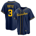 Ndoa M.Brewers #3 Joey Ortiz Player Navy Home Game Stitched Jerseys