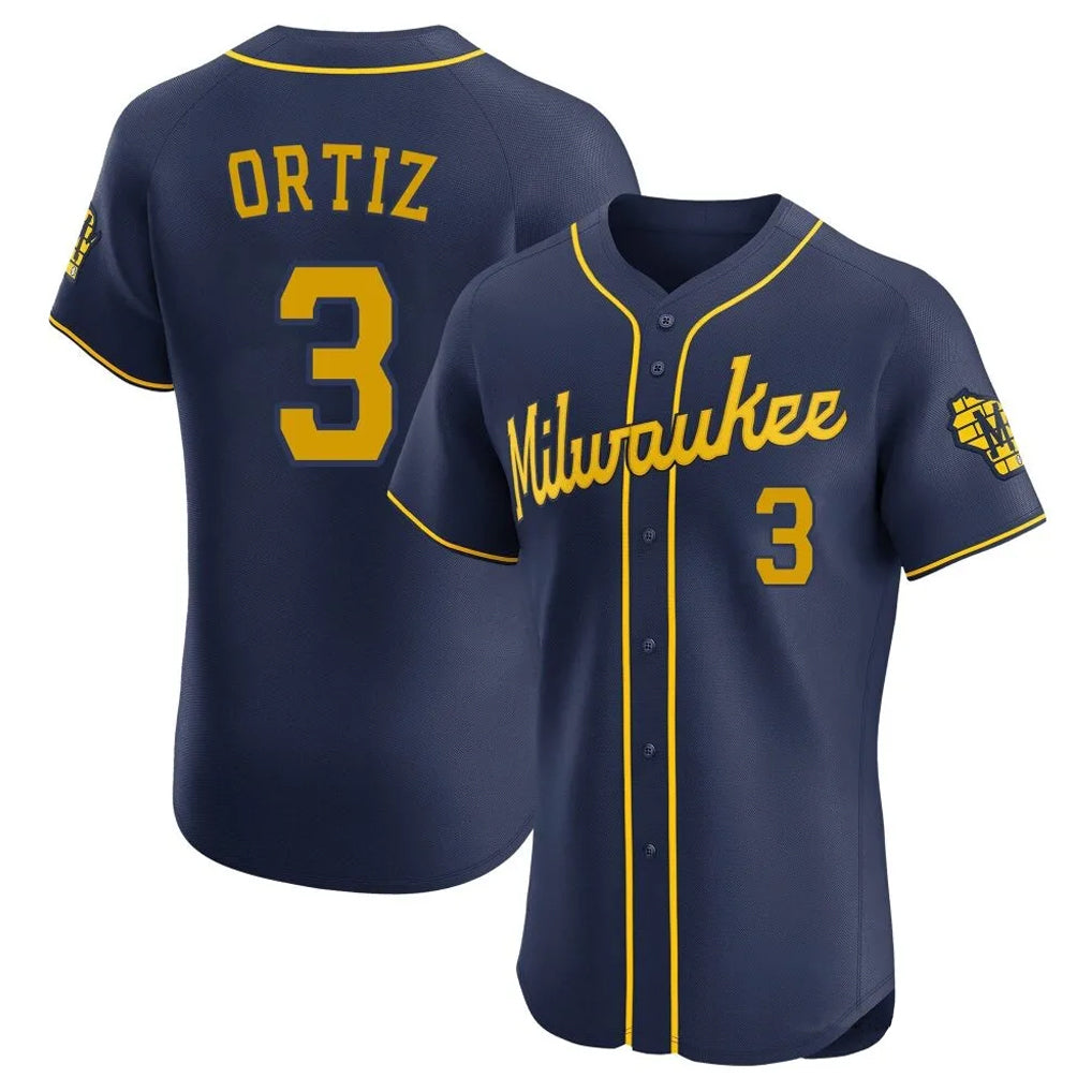 Ndoa M.Brewers #3 Joey Ortiz Player Navy Home Limited Elite Stitched Jerseys
