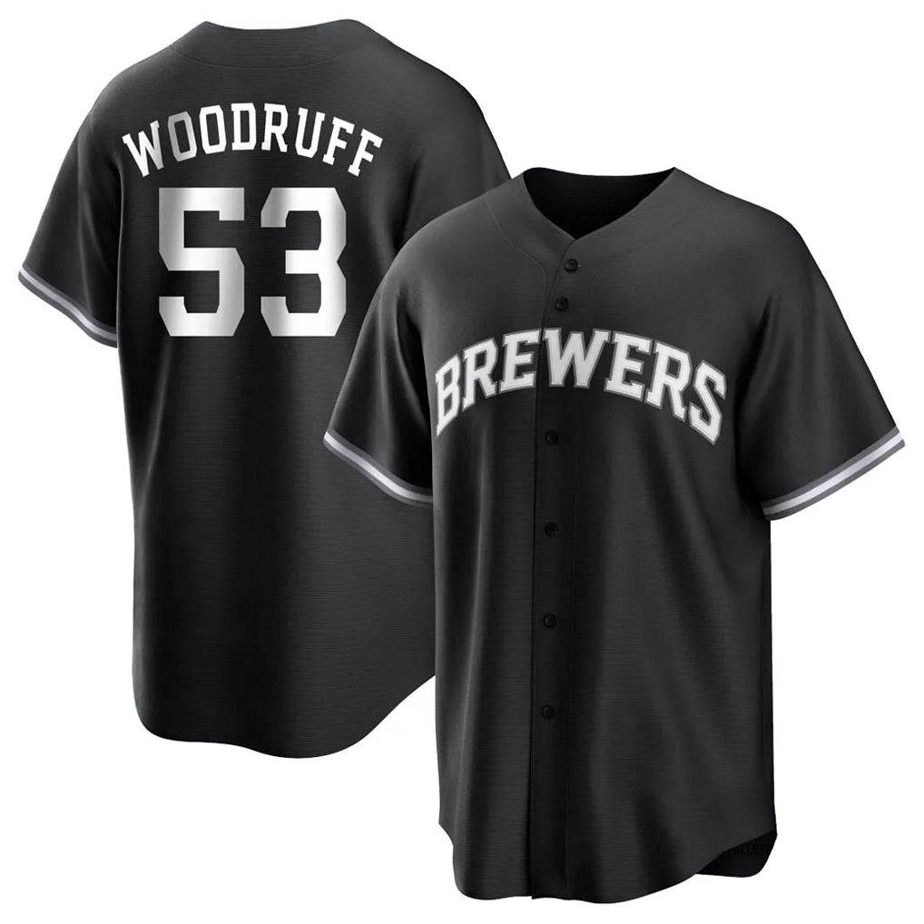 Ndoa M.Brewers #53 Brandon Woodruff Player Black Game Home Stitched Jerseys