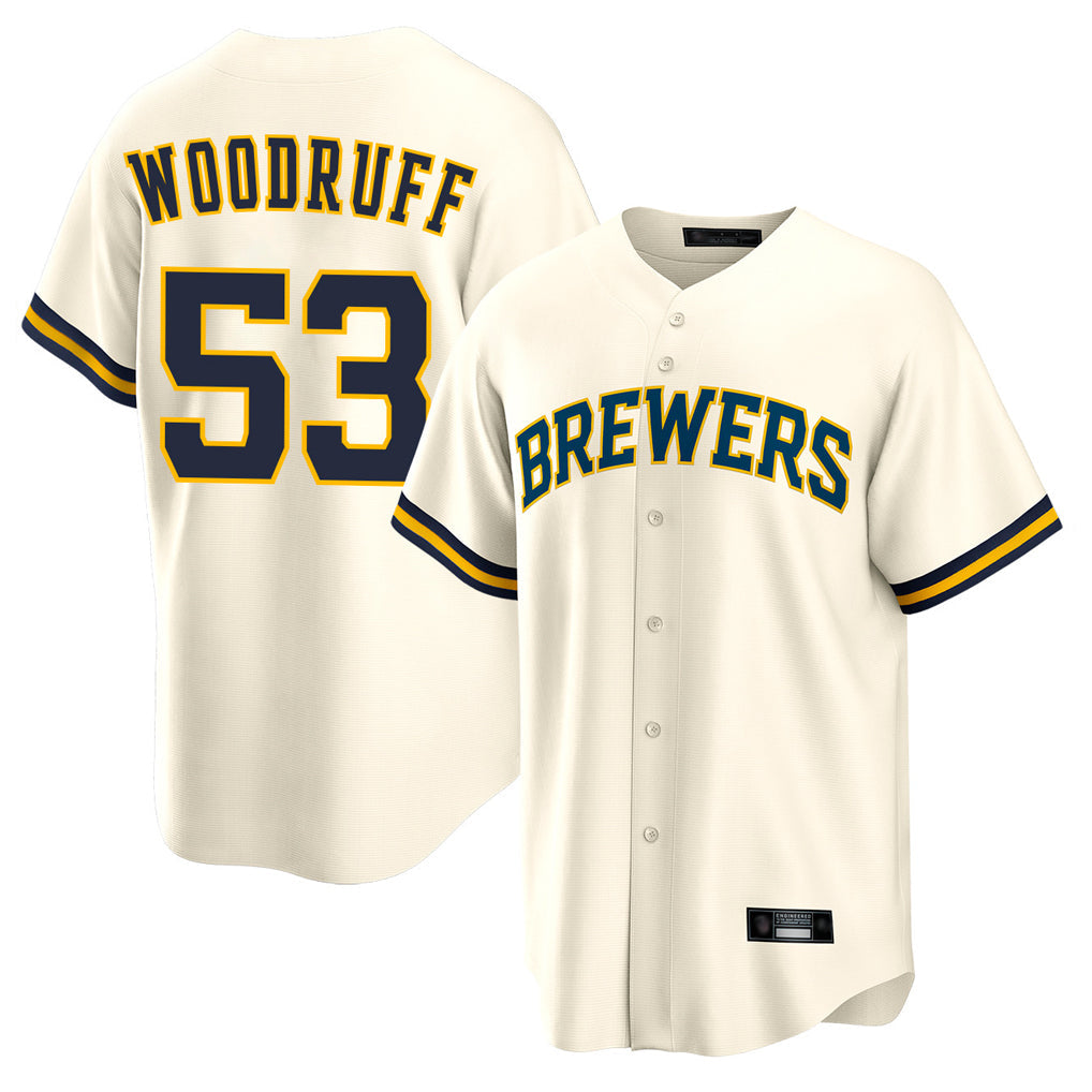 Ndoa M.Brewers #53 Brandon Woodruff Player Cream Home Game Stitched Jerseys