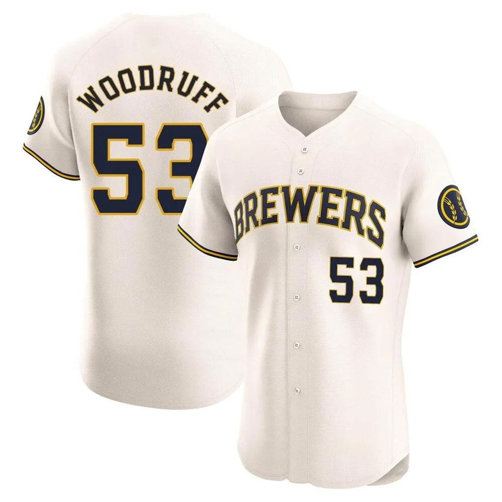 Ndoa M.Brewers #53 Brandon Woodruff Player Cream Home Limited Elite Stitched Jerseys