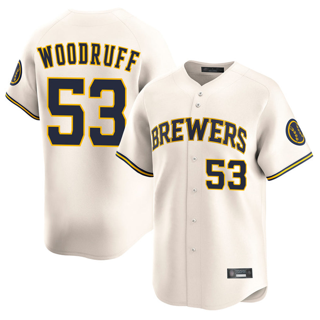 Ndoa M.Brewers #53 Brandon Woodruff Player Cream Home Limited Game Stitched Jerseys