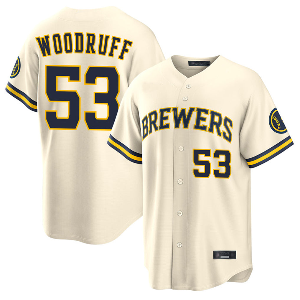 Ndoa M.Brewers #53 Brandon Woodruff Player Cream Home Limited Stitched Jerseys