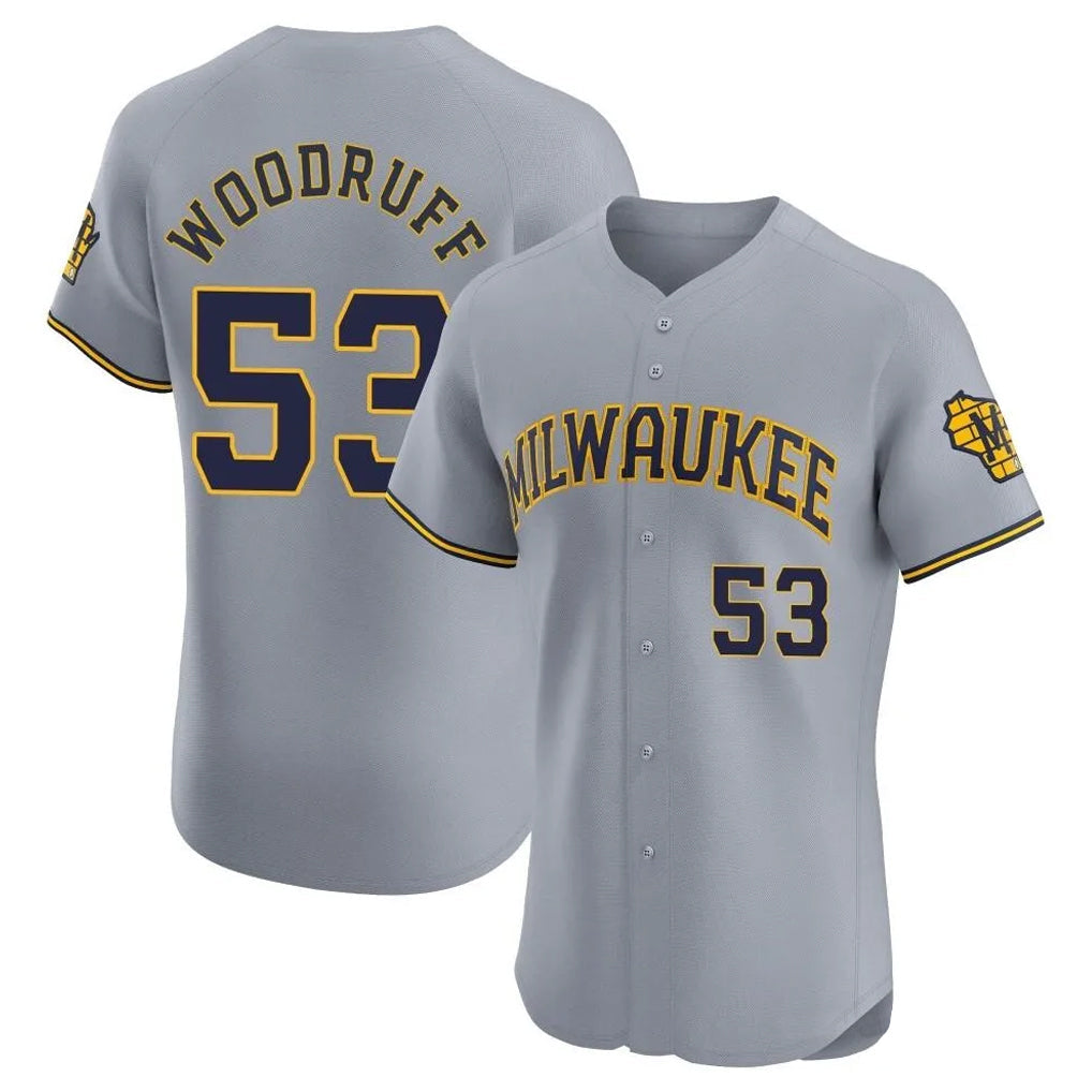Ndoa M.Brewers #53 Brandon Woodruff Player Gray Home Limited Elite Stitched Jerseys
