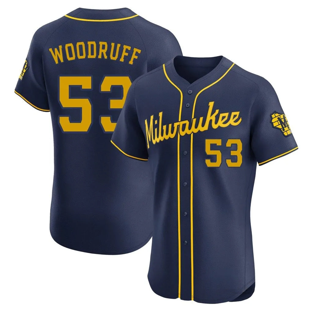 Ndoa M.Brewers #53 Brandon Woodruff Player Navy Home Limited Elite Stitched Jerseys