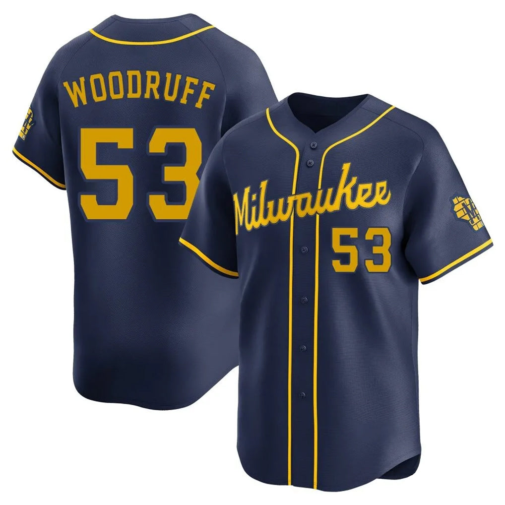 Ndoa M.Brewers #53 Brandon Woodruff Player Navy Home Limited Stitched Jerseys