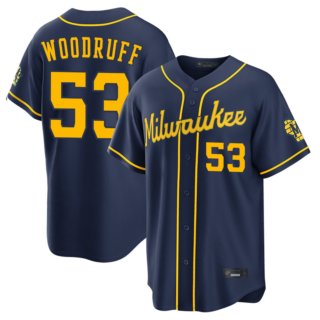 Ndoa M.Brewers #53 Brandon Woodruff Player Navy Home Stadium Game Stitched Jerseys