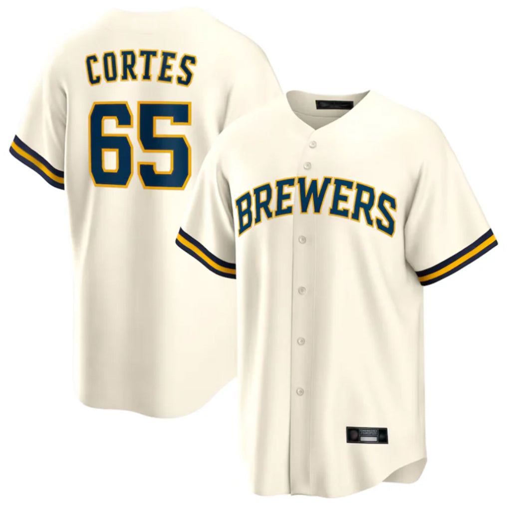 Ndoa M.Brewers #65 Nestor Cortes Player Cream Home Game Stitched Jerseys