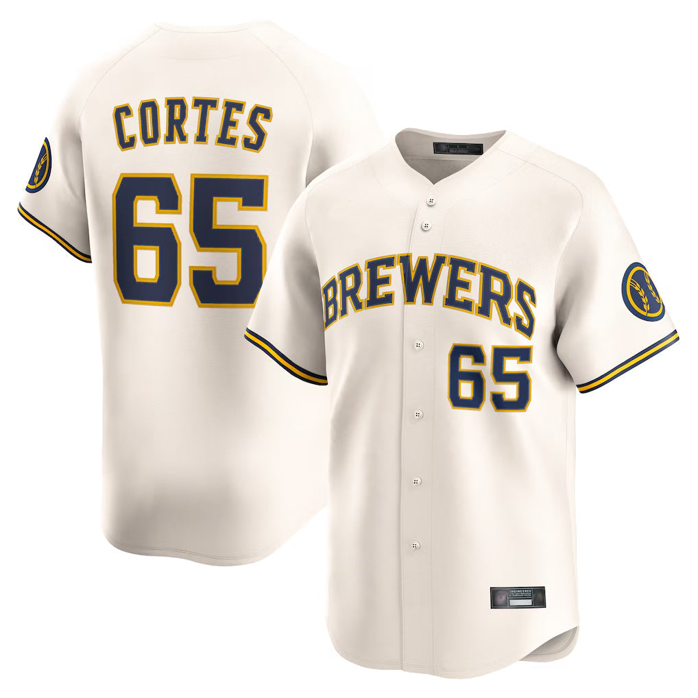 Ndoa M.Brewers #65 Nestor Cortes Player Cream Home Limited Game Stitched Jerseys
