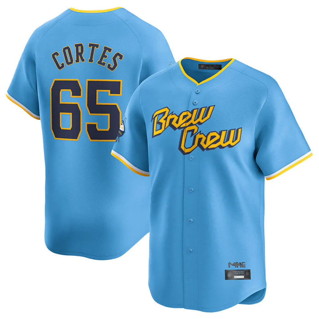 Ndoa M.Brewers #65 Nestor Cortes Player Light Blue City Connect Home Limited Stitched Jerseys