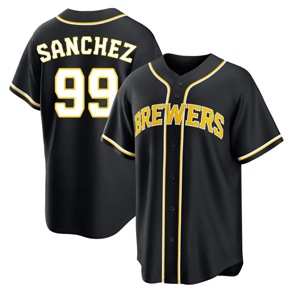 Ndoa M.Brewers #99 Gary Sanchez Player Black Fashion Out Home Game Stitched Jerseys