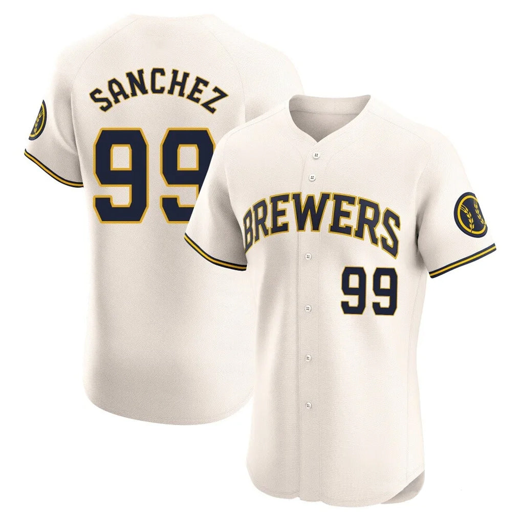Ndoa M.Brewers #99 Gary Sanchez Player Cream Home Limited Elite Stitched Jerseys