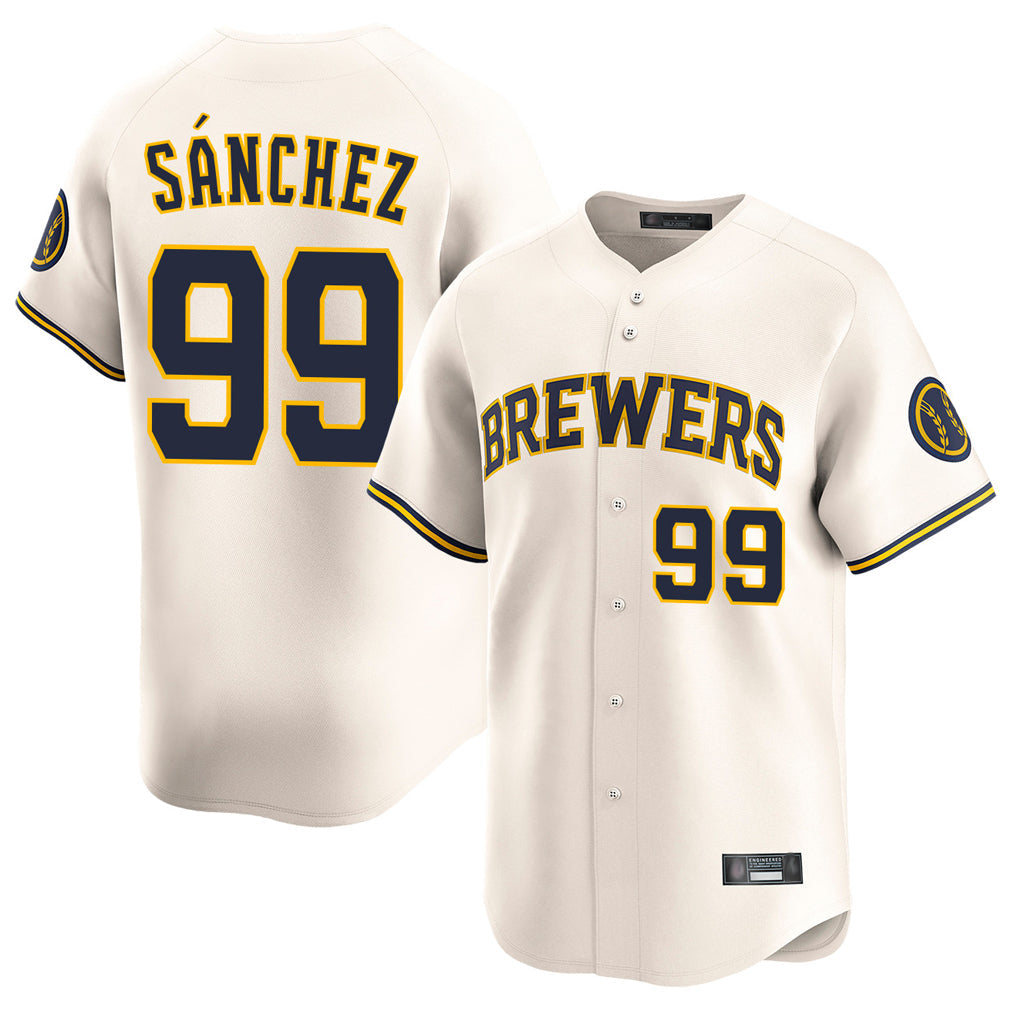 Ndoa M.Brewers #99 Gary Sanchez Player Cream Home Limited Game Stitched Jerseys