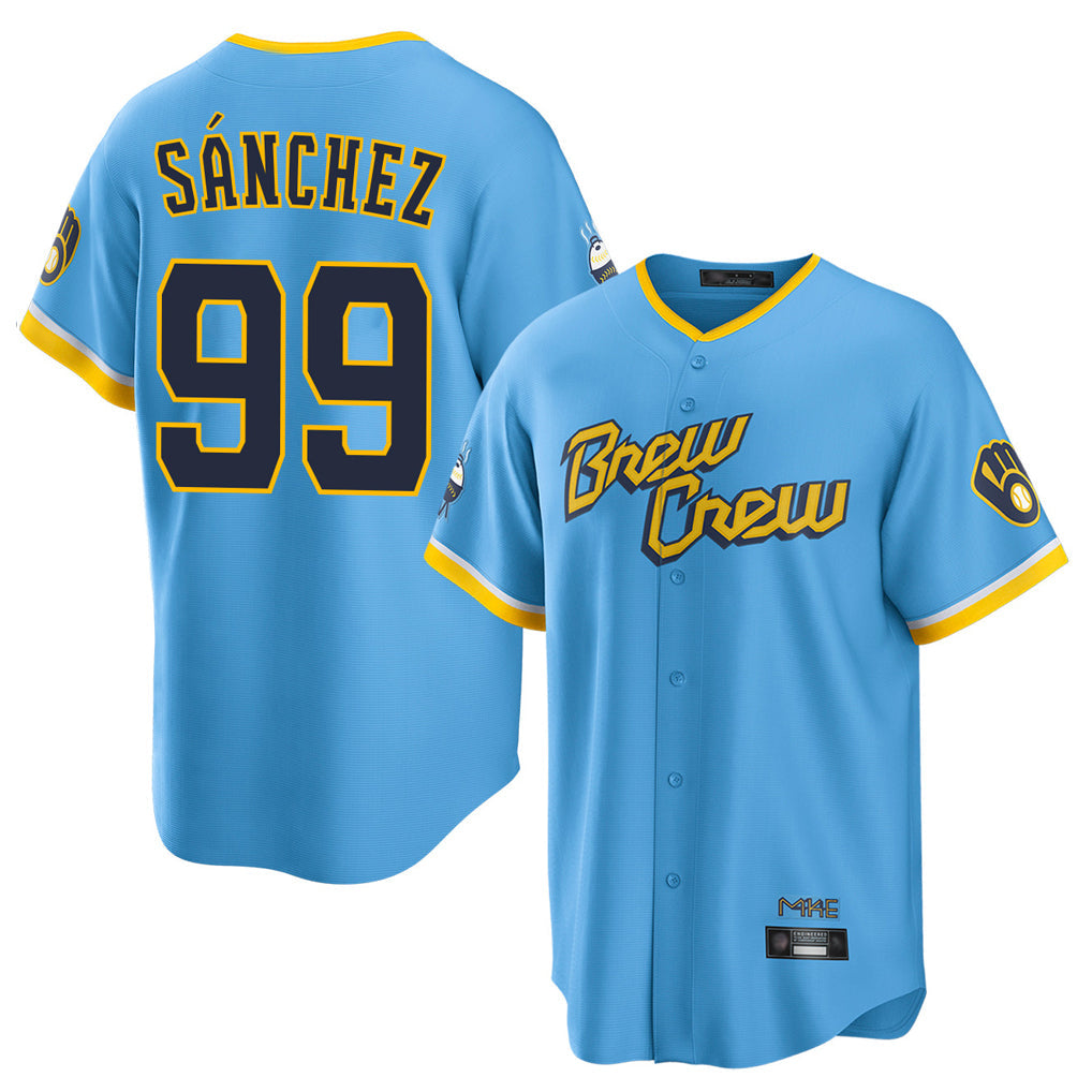 Ndoa M.Brewers #99 Gary Sanchez Player Light Blue City Connect Home Game Stitched Jerseys