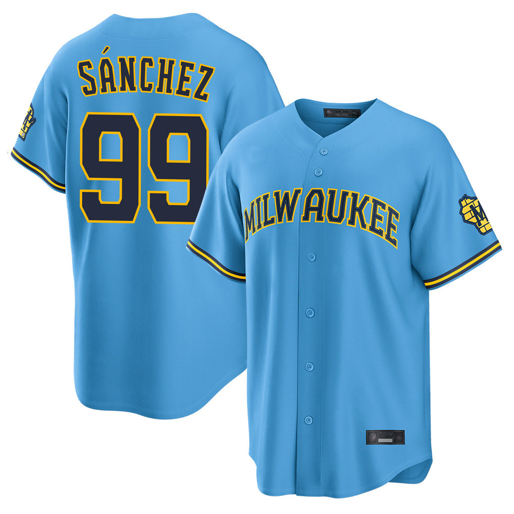 Ndoa M.Brewers #99 Gary Sanchez Player Light Blue Road Stadium Game Stitched Jerseys