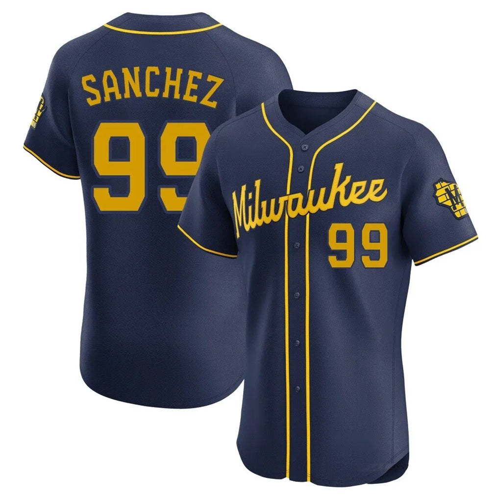Ndoa M.Brewers #99 Gary Sanchez Player Navy Home Limited Elite Stitched Jerseys