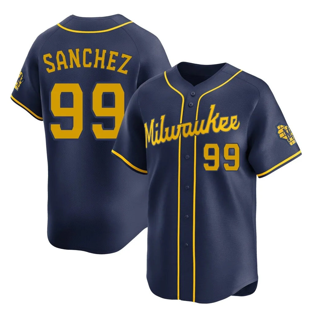 Ndoa M.Brewers #99 Gary Sanchez Player Navy Home Limited Stitched Jerseys