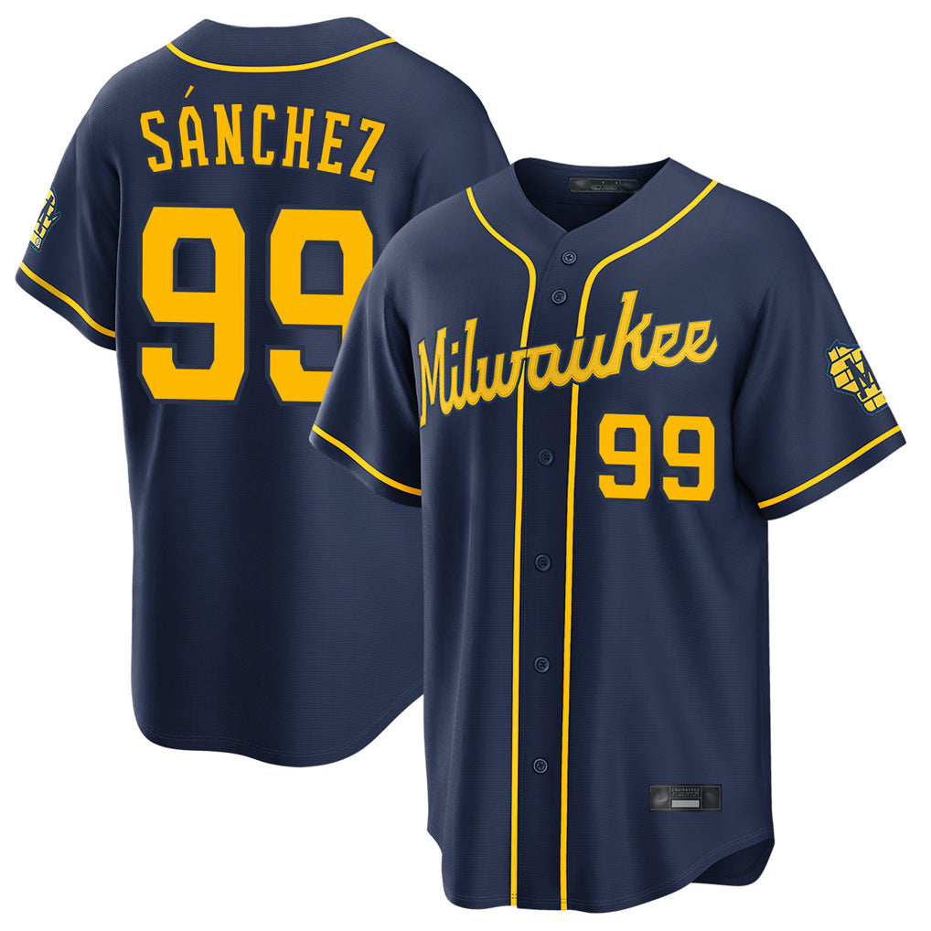 Ndoa M.Brewers #99 Gary Sanchez Player Navy Home Stadium Game Stitched Jerseys