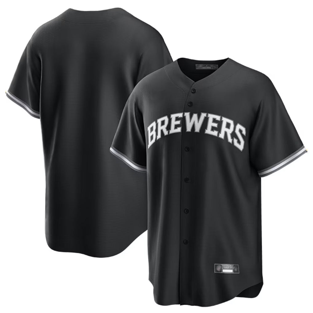 Ndoa M.Brewers Blank Player Black Game Home Stitched Jerseys