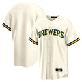 Ndoa M.Brewers Blank Player Cream Home Game Stitched Jerseys