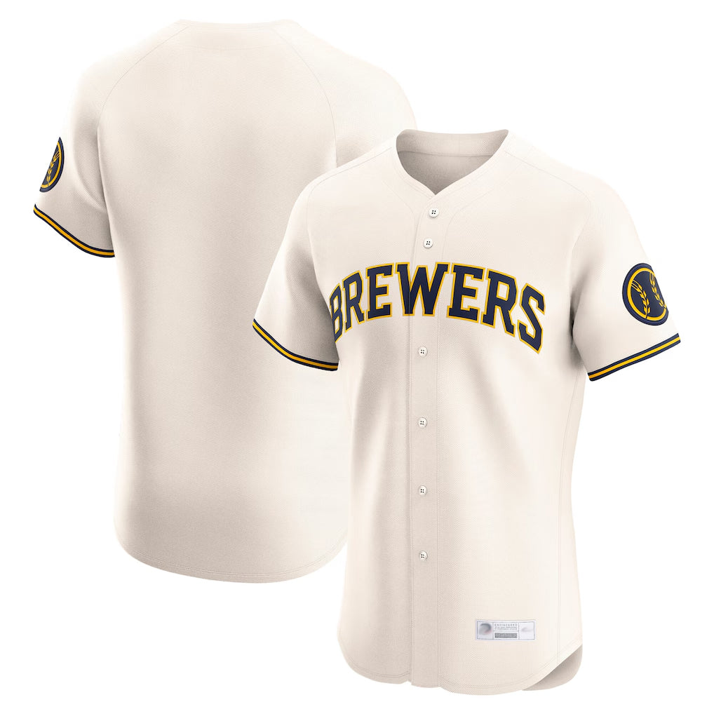 Ndoa M.Brewers Blank Player Cream Home Limited Elite Stitched Jerseys