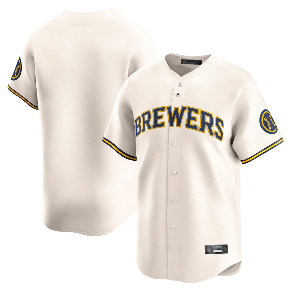 Ndoa M.Brewers Blank Player Cream Home Limited Game Stitched Jerseys