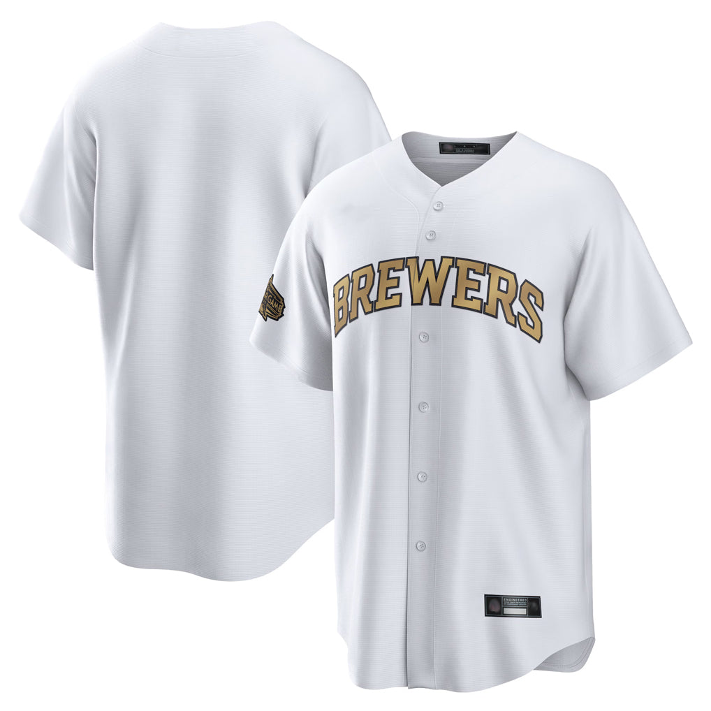 Ndoa M.Brewers Blank Player Gold Home Game Stitched Jerseys