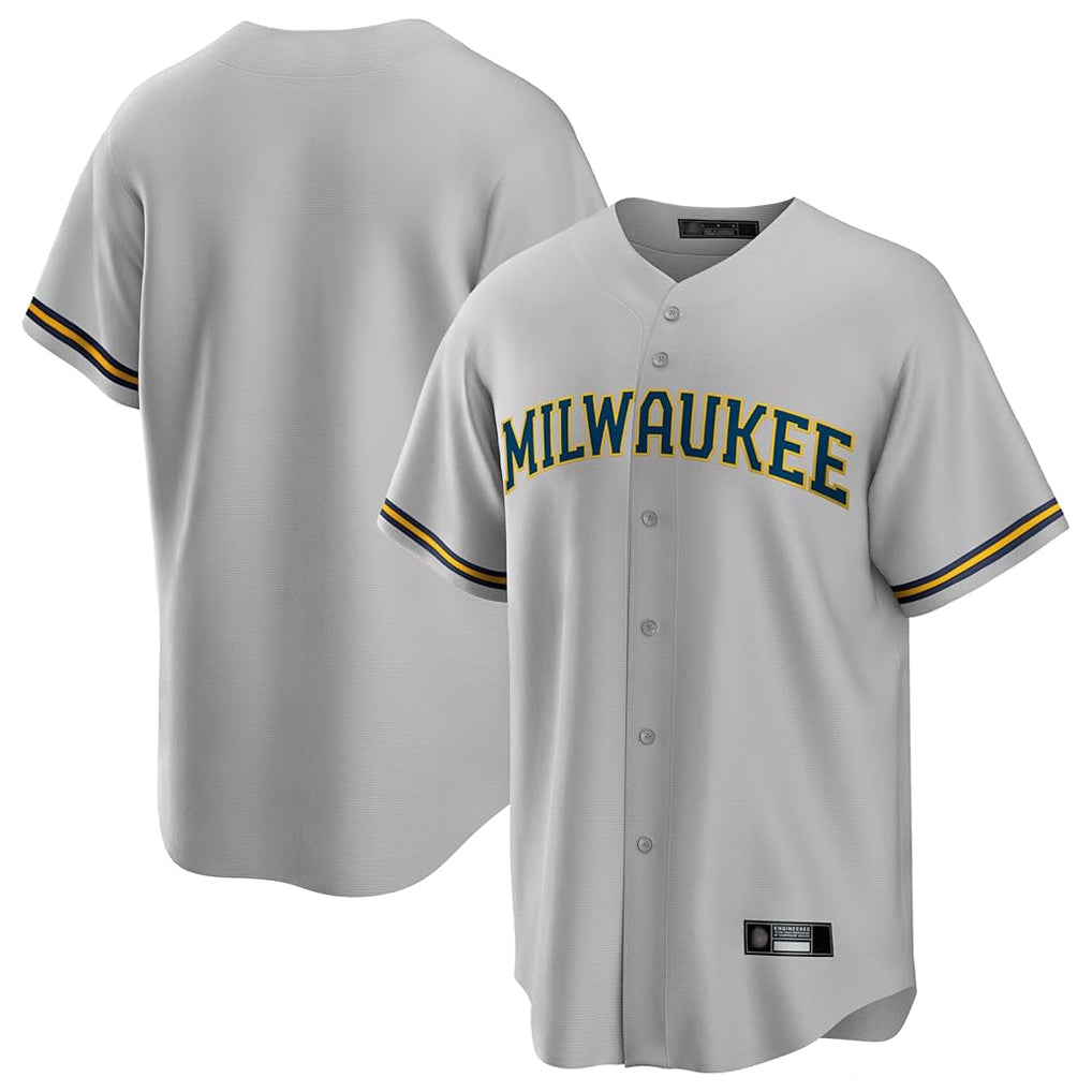 Ndoa M.Brewers Blank Player Gray Home Game Stitched Jerseys