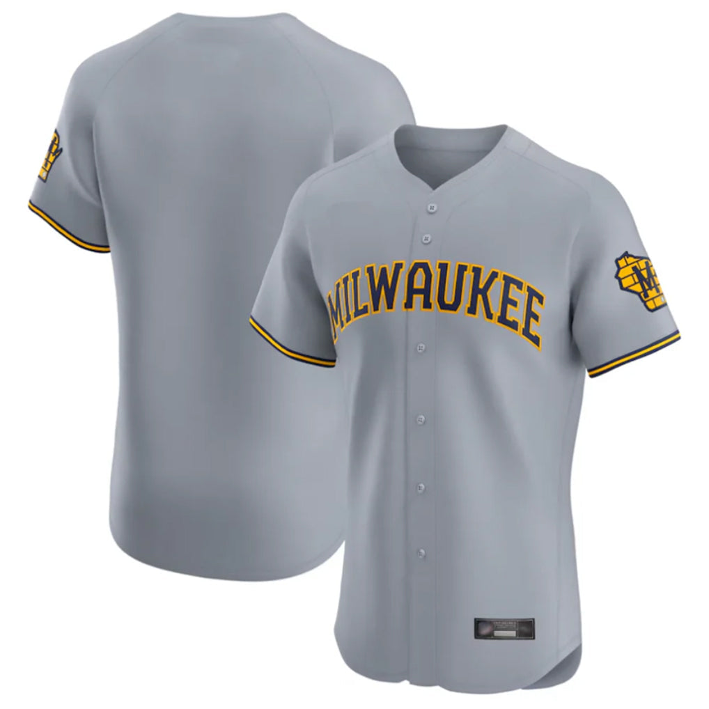 Ndoa M.Brewers Blank Player Gray Home Limited Elite Stitched Jerseys