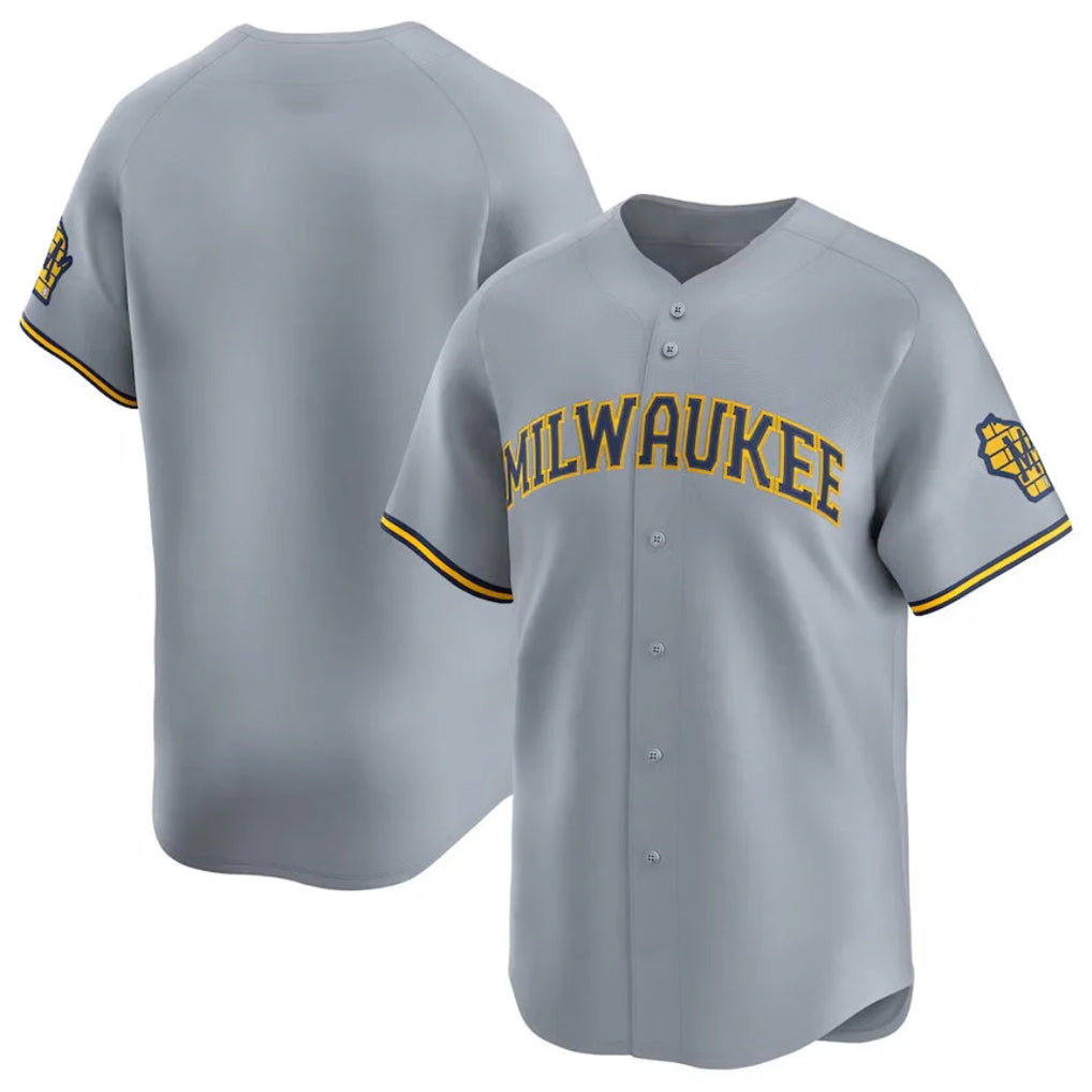 Ndoa M.Brewers Blank Player Gray Home Limited Stitched Jerseys