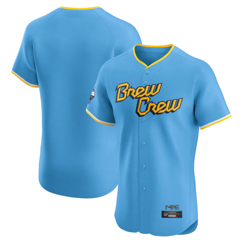 Ndoa M.Brewers Blank Player Light Blue City Connect Home Limited Elite Stitched Jerseys