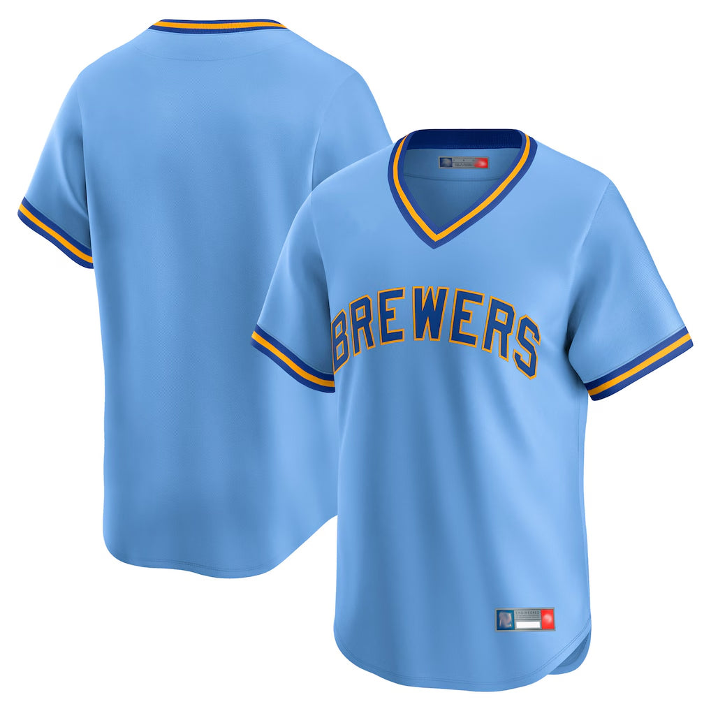 Ndoa M.Brewers Blank Player Light Blue Cooperstown Collection T-shirt Stitched Jerseys