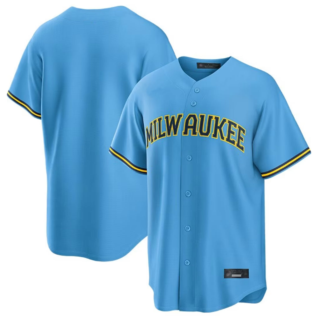 Ndoa M.Brewers Blank Player Light Blue Road Stadium Game Stitched Jerseys