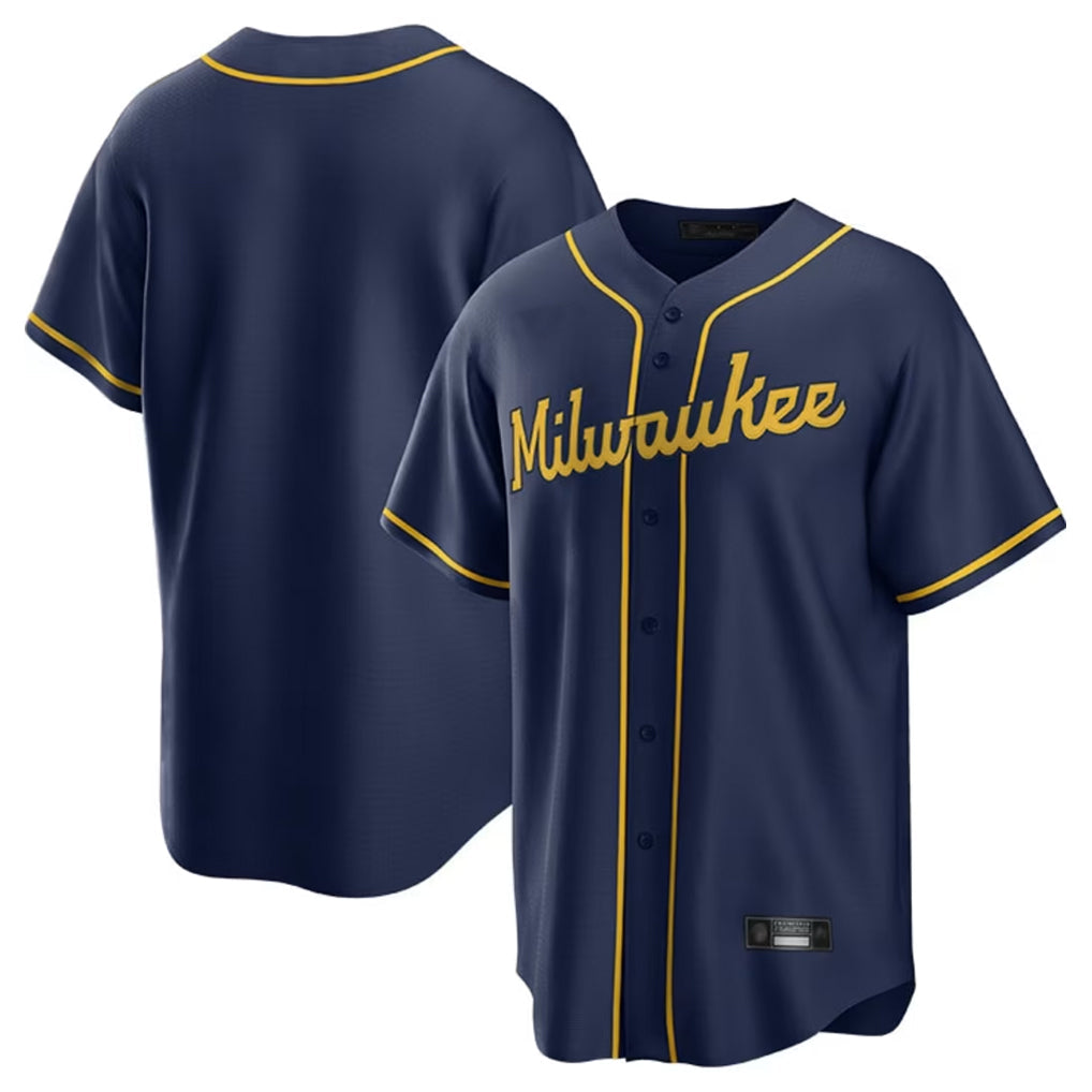 Ndoa M.Brewers Blank Player Navy Home Game Stitched Jerseys