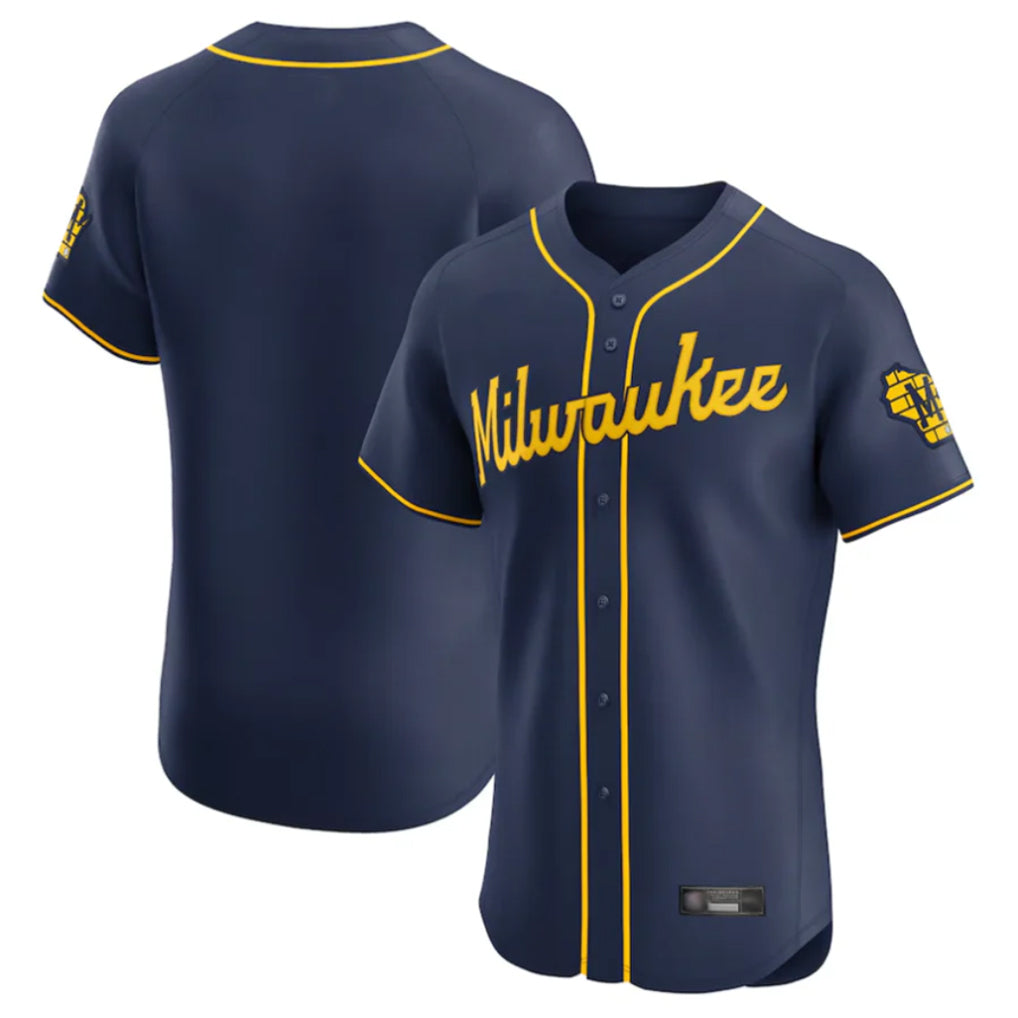 Ndoa M.Brewers Blank Player Navy Home Limited Elite Stitched Jerseys