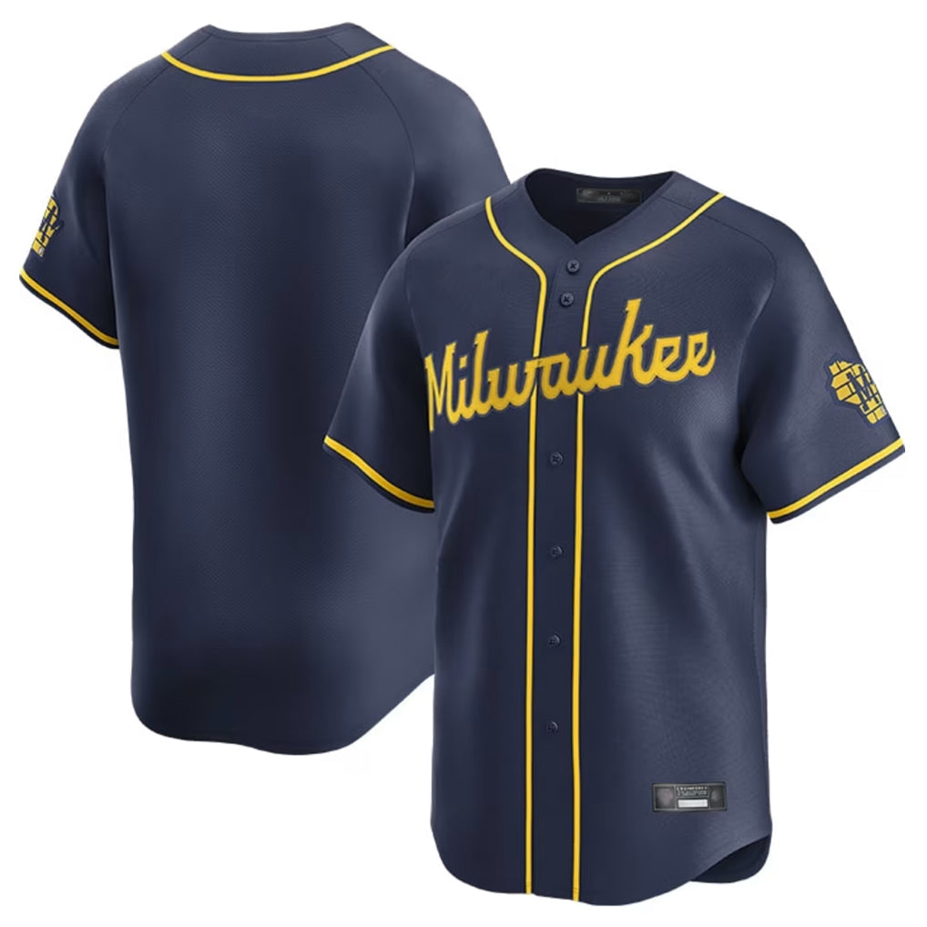Ndoa M.Brewers Blank Player Navy Home Limited Stitched Jerseys