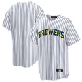 Ndoa M.Brewers Blank Player White Stripes Home Game Stitched Jerseys