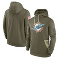 Ndoa M.Dolphins Olive Salute to Service Pullover Hoodies Home Game Blank Player Stitched Jerseys