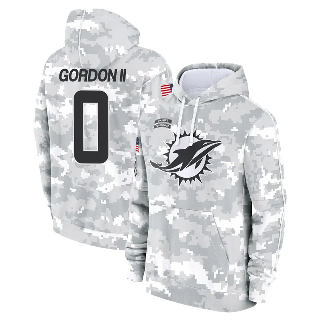 Ndoa M.Dolphins #0 Ollie Gordon II Player Arctic Camo Salute to Service Hoodies Limited Game Stitched Jerseys