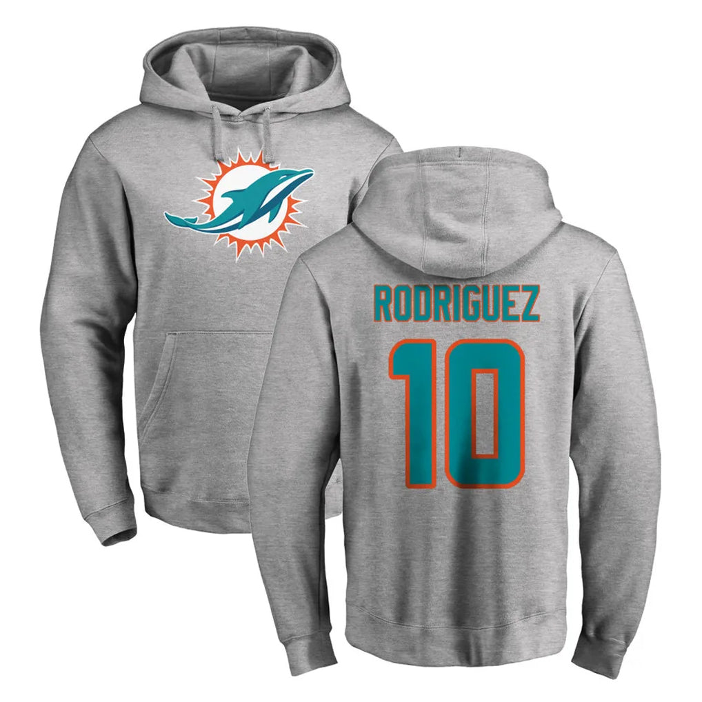 Ndoa M.Dolphins #10 Jacob Rodriguez Player Gray LOGO Pullover Hoodies Limited Stitched Jerseys