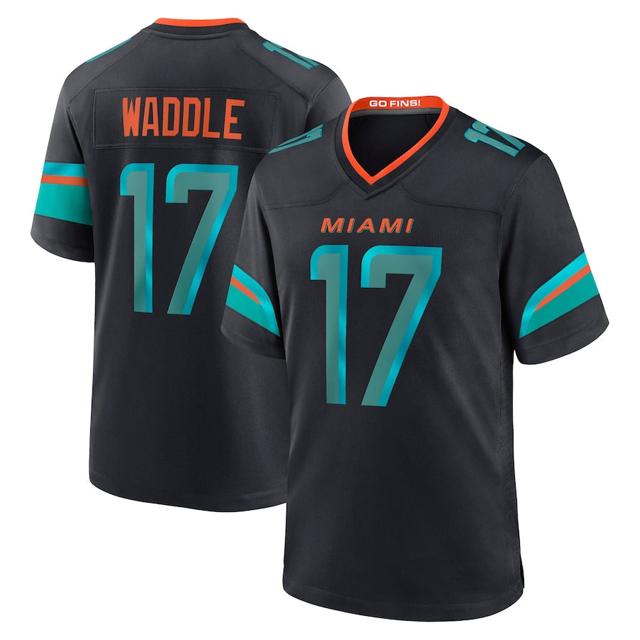 Ndoa M.Dolphins #17 Jaylen Waddle Player Blue Rivalries Collection Game Stitched Jerseys
