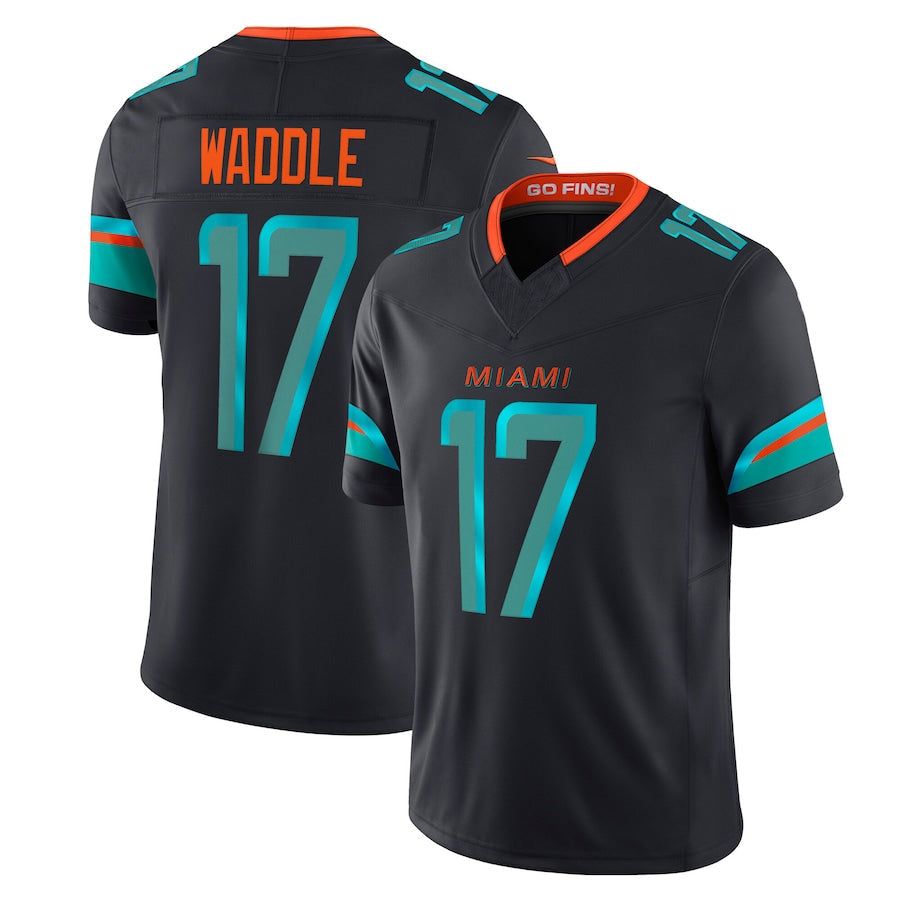 Ndoa M.Dolphins #17 Jaylen Waddle Player Blue Rivalries Collection Vapor Limited Stitched Jerseys
