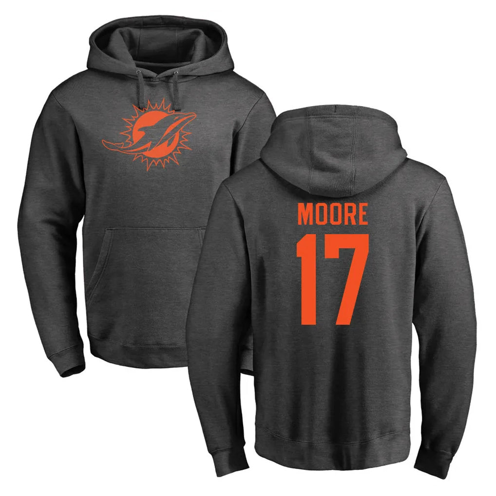 Ndoa M.Dolphins #17 Trey Moore Player Darkgray Pullover Hoodies Limited Stitched Jerseys