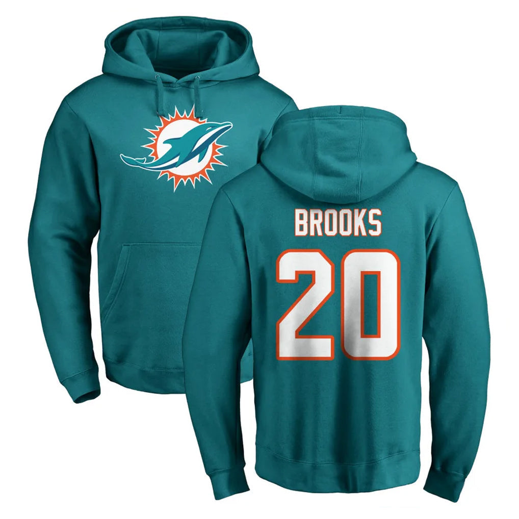 Ndoa M.Dolphins #20 Jordyn Brooks Player Aqua LOGO Pullover Hoodies Limited Stitched Jerseys