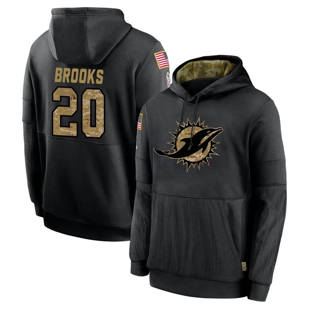 Ndoa M.Dolphins #20 Jordyn Brooks Player Black Salute to Service Hoodies Limited Game Stitched Jerseys